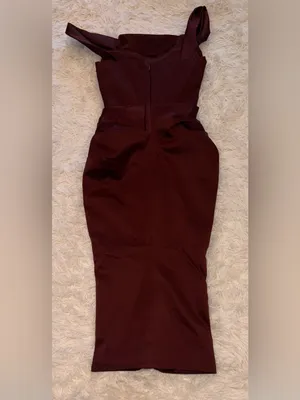 NEW HOUSE OF CB Rhonda Raisin Off Shoulder Corset Dress sz S thumbnail 9