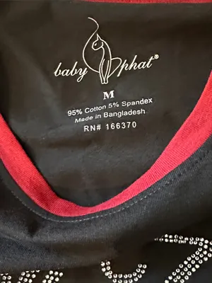 Baby Phat Black Tee with Red Trim and Rhinestone Accent thumbnail 5
