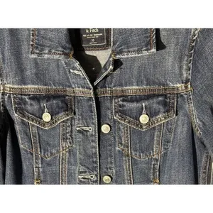 Abercrombie & Fitch Womens Denim Jacket Medium Wash‎ Raw Hem Blue XS Cotton thumbnail 3