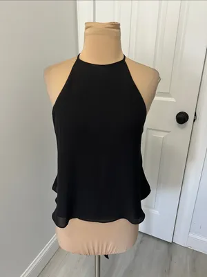 Zara TRF Collection Black Chiffon Halter Top thumbnail 4