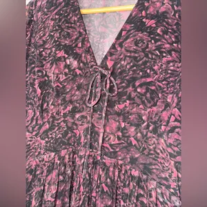 Replay Medium Black Purple Floral Lace Up‎ Ruffle Dress thumbnail 3