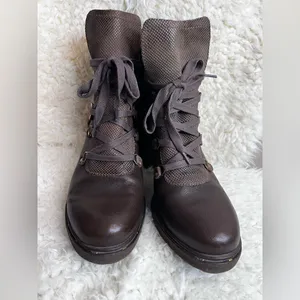 OTBT LEATHER Ankle BOOTS Oregon Heel Hiker Brown thumbnail 9