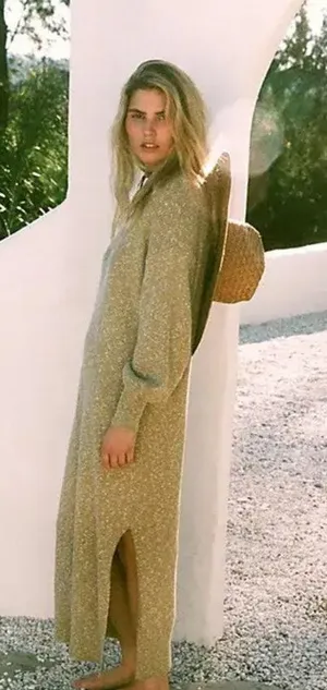 Free‎ People Hatteras Sweater Midi Dress Sulfur Size M Oversized Cotton thumbnail 1