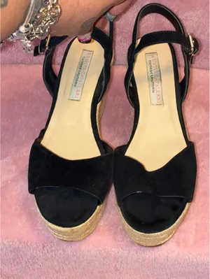 Kristin Cavallari x Chinese Laundry Black Suede Brandie Espadrille Wedge Sandals thumbnail 2