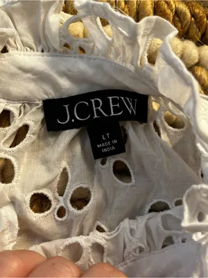 J. Crew White Long Sleeve Eyelet Ruffle Dress thumbnail 5