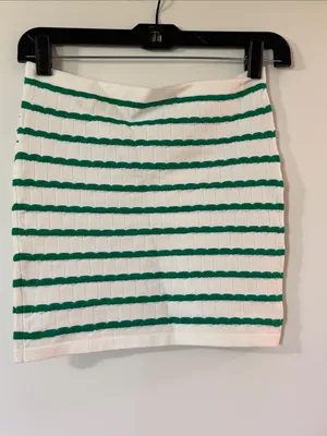 Zenana Outfitters White & Green Striped Twist-Front Knit Top thumbnail 4