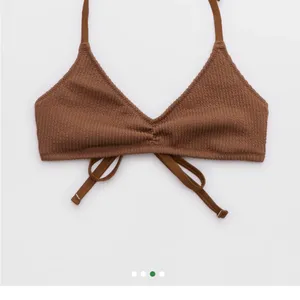Aerie Women’s Medium Crinkle Halter Voop Bikini Top-Dark Brown thumbnail 3