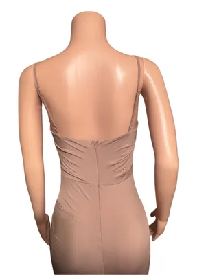 Marthea sleeveless bodycon corset maxi dress/ spaghetti strap ruched mocha dress M thumbnail 5