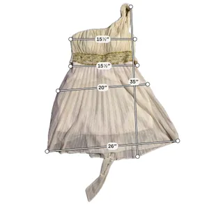Speechless One Shoulder Gold Beaded Cream Pleated Cocktail Dress‎ Women Small thumbnail 3