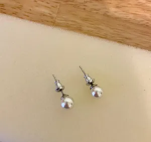Faux Pearl Earring Studs Silver thumbnail 2