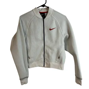 Nike NSW Knit Bomber Jacket Womens Size Small in Off White thumbnail 1