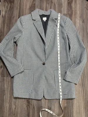 a new day Plaid Single-Button Blazer in Blue and Black. thumbnail 16