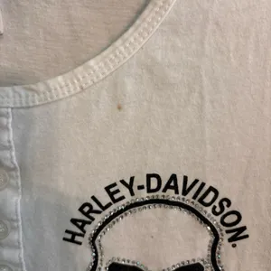 Harley Davidson womens logo bling skull henley short sleeve t-shirt white large thumbnail 4