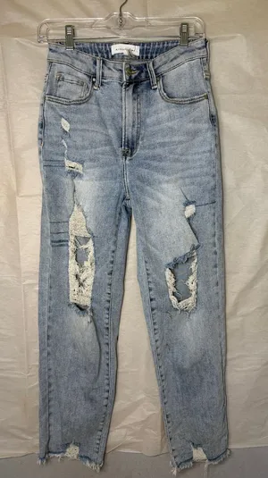 Risen Light Blue Distressed Boyfriend Jeans thumbnail 1