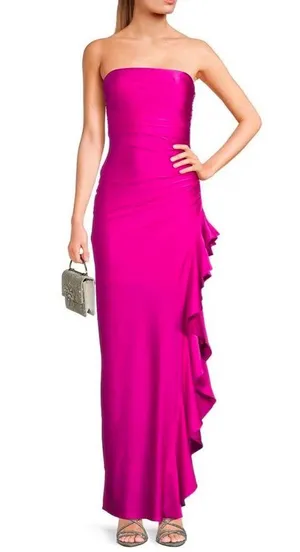 Dillard's Hot Pink Strapless Dress thumbnail 2