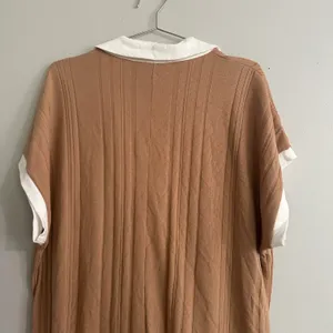ASOS Design Contrast Collar Oversized Rib Romper In Brown thumbnail 11