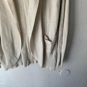 Kimchi Blue Sweater Coquette Medium Cream Open Front‎ Cardigan Pockets Boho thumbnail 3