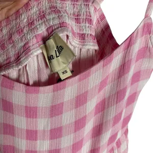 Playa Lucila Pink Check Gingham Empire Slit Maxi Slip Dress Picnic Preppy XS thumbnail 6