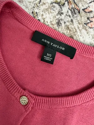 Ann Taylor Rose Pink Short-Sleeve Button Silk Cardigan thumbnail 9