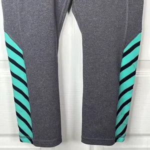 ALO Yoga Gray Capri Cropped Leggings Teal Black Stripe Sz S thumbnail 3