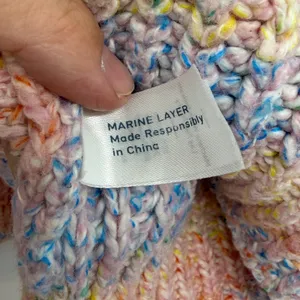 Marine Layer‎ Womens XS Rainbow Stripe Chunky Knit Raglan Sweater Pastel thumbnail 5