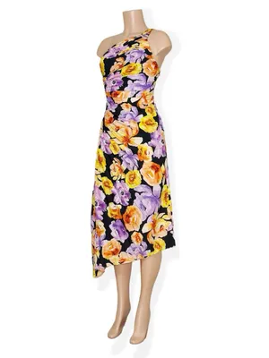 GEISHA DESIGNS X ANTHROPOLOGIE Asymmetrical Hem Midi Dress, Purple, XS thumbnail 5