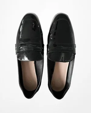 Mango Black Patent Faux Leather Loafers Shoes Size 6 thumbnail 3