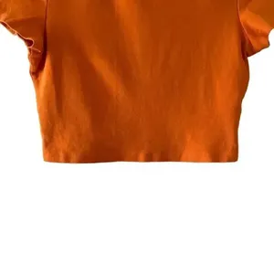 Zara Orange Short Sleeves Cropped Crewneck Basic TShirt SZ M #1706 thumbnail 4