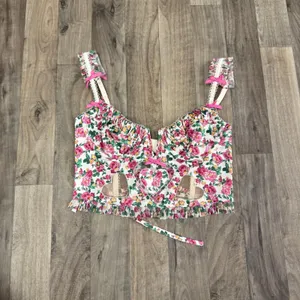 For Love & Lemons Heart Bloom Floral Mesh Cutout Bustier Corset Top Small thumbnail 2