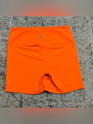 Yogalicious High-Waisted Neon Orange Biker Shorts size Medium thumbnail 3