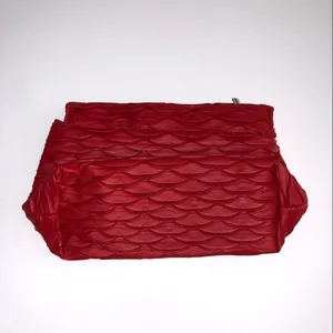 Red Scallop Textured Zippered Cosmetic Makeup Organizer Bag RevitaLash thumbnail 3