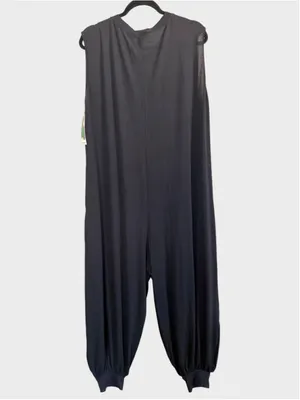 Size L Halara Sleeveless Button-Front Harem Jumpsuit Black thumbnail 2