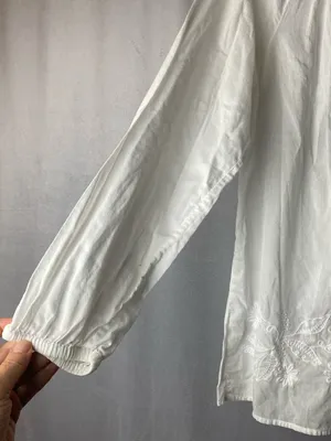 Lilly Pulitzer Boho Cotton Embroidered Vacation White Long-Sleeve Tunic Top S thumbnail 2
