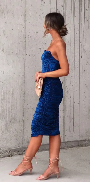 VICI Velvet Drape Strapless Dress thumbnail 3