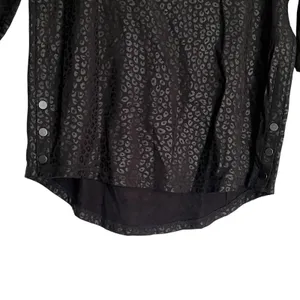 Zuda Sweatshirt Womens Small Black Leopard Print Crewneck Pullover Side Snap thumbnail 4