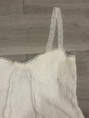 Edikted Knit Tie White Lace Tank Top thumbnail 3