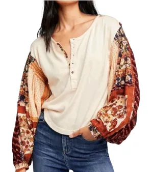 Free People Light Magic Long Sleeve Henley Tee Top Shirt XS thumbnail 1