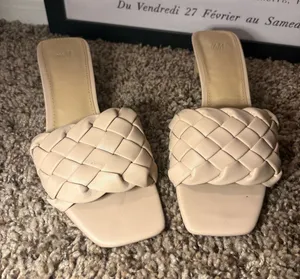 H&M Beige Woven Braided Heeled Sandals – Women’s 5.5 / EU 36 thumbnail 1