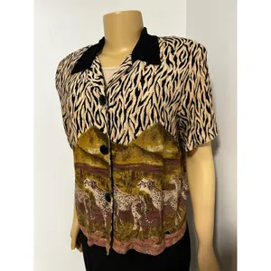 Karin Stevens Vintage 90s Safari Zebra Cheetah Print Maxi Dress Set Size 12 M thumbnail 5