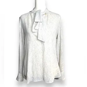 Babaton Textured Tie-Neck Long Sleeve Button-Down Blouse Size XS thumbnail 3