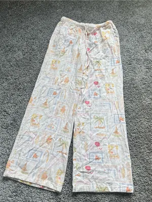Women’s Wide Leg Lounge Pants in Pastel Tropical Print thumbnail 2