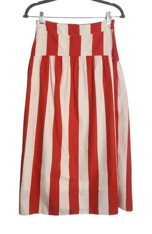 Avara Red and Cream Stripe Midi Skirt Size 6 thumbnail 1