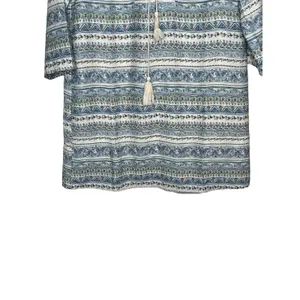 Entro Women's Shift Dress Tunic Floral Tasseled Tie‎ Long Sleeve Lace Up Small thumbnail 4