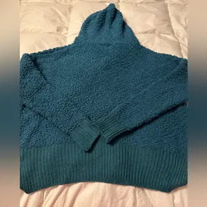POL Teal V-Neck Oversized Hooded Sweater - NWOT - Size L thumbnail 5