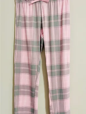 Delia’s Y2K Pajama Bottoms Sz S Pink Gray Plaid Super Soft Lounge Pants 2000s thumbnail 3