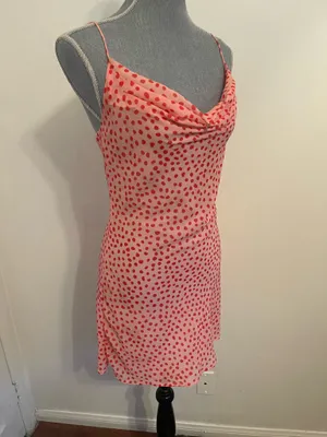 Runaway Clothes Mini Pink Dress with Red Polka Dots. Size Small thumbnail 7
