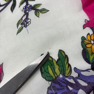 ECHO Vintage Silk Scarf Pink White Floral Square 30.5” thumbnail 3