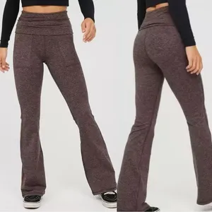 Offline by Aerie The Hugger Foldover Flare High Waisted Legging in Relic Brown S thumbnail 2