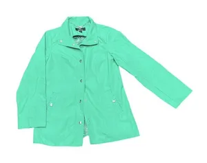 Dennis Basso Women's Sz XXS Water Resistant Button‎ Front Jacket Green Paisley thumbnail 1