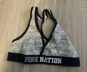 Pink VS Gray and Black Sports Bra thumbnail 1